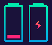 Battery symbol showing low charge.