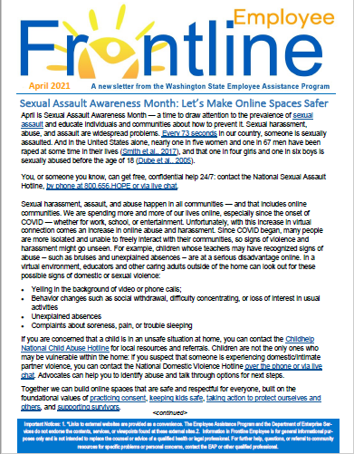 April 2021 Supervisor Frontline April 2021 Employee Frontline