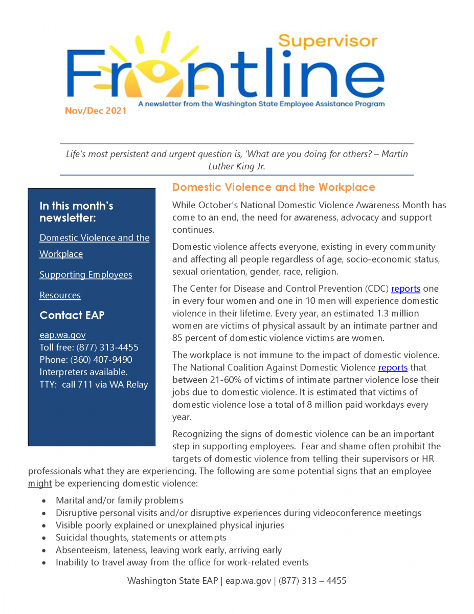 EAP Frontline Supervisor Newsletter PDF file
