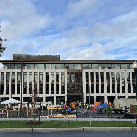 A front view of the newly constructed Newhouse Building on Nov. 12, 2024