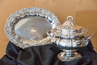 Two pieces of silver serving ware from the collection.