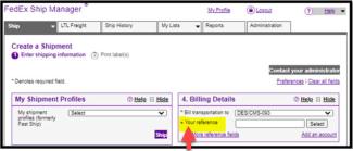 FedEx Online Ship Manager screen shot