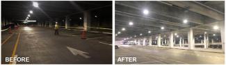 Plaza Garage lighting before and after