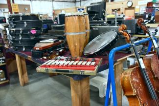 Bongo drums, a xylophone and other instruments