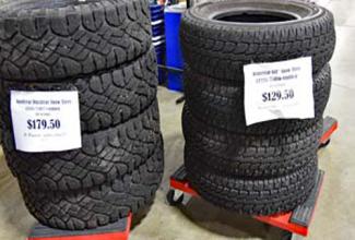 Two full sets of studded snow tires