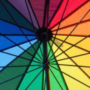 One multi-colored umbrella