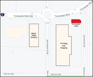 Map of van rental pick up location.