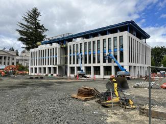A look at the Northwest corner of the new Irv Newhouse Building replacement project construction site.