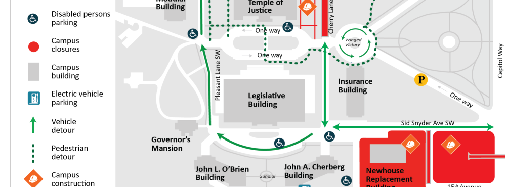 Map of Cherry Lane closure between 12 Ave. SE and Winged Victory Circle